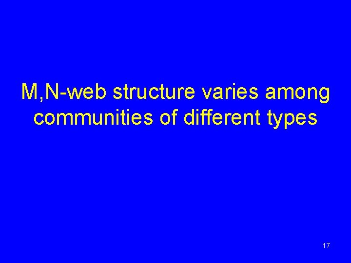 M, N-web structure varies among communities of different types 17 M, N-web structure varies among communities of different types 17