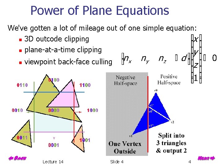 Power of Plane Equations We've gotten a lot of mileage out of one simple