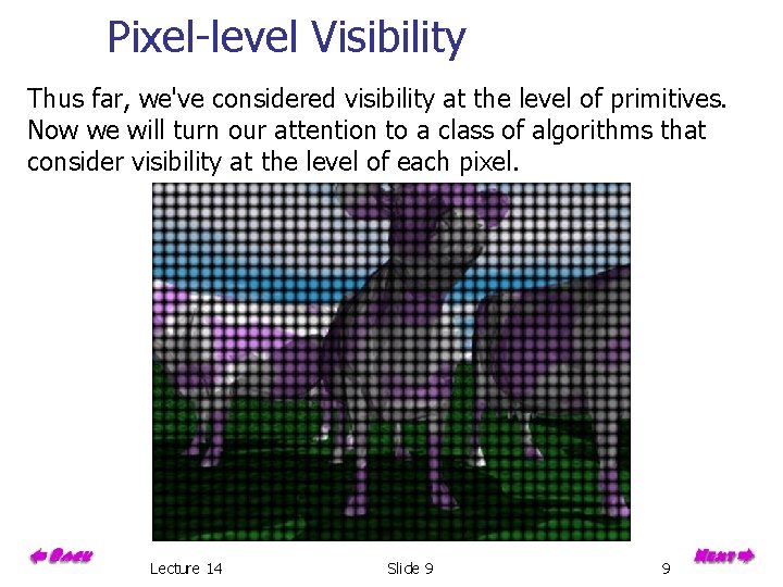 Pixel-level Visibility Thus far, we've considered visibility at the level of primitives. Now we