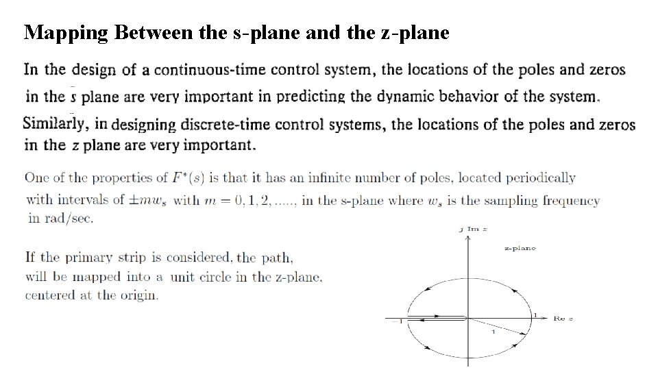 Mapping Between the s-plane and the z-plane 