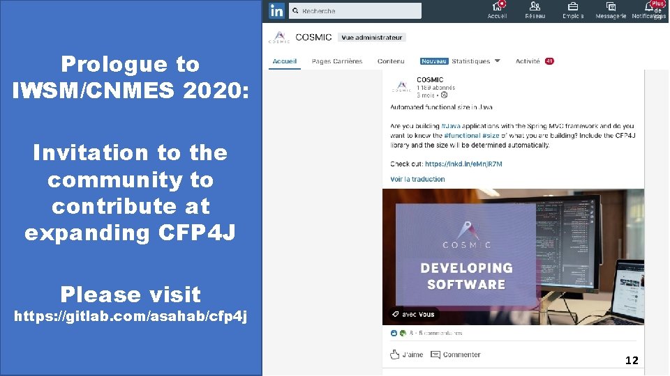 Prologue to IWSM/CNMES 2020: Invitation to the community to contribute at expanding CFP 4 Prologue to IWSM/CNMES 2020: Invitation to the community to contribute at expanding CFP 4