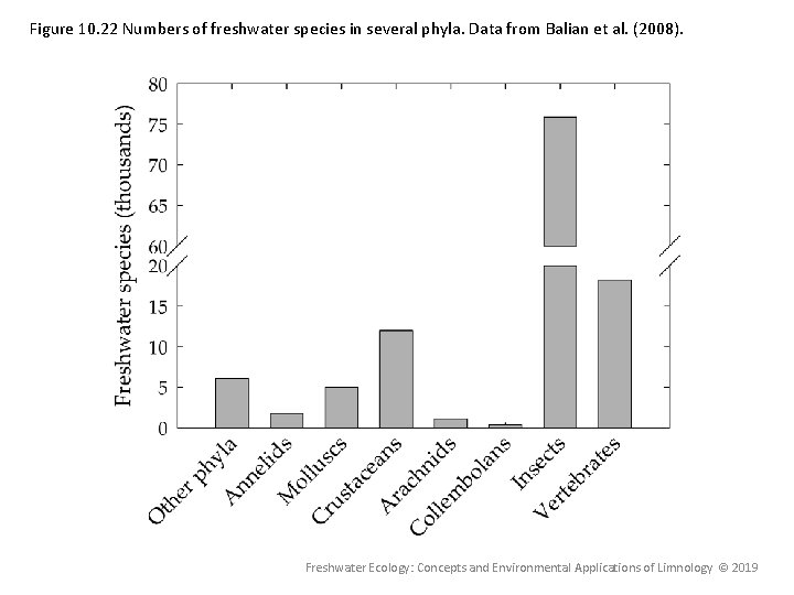 Figure 10. 22 Numbers of freshwater species in several phyla. Data from Balian et Figure 10. 22 Numbers of freshwater species in several phyla. Data from Balian et