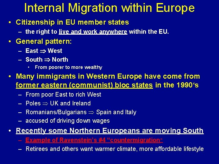 Internal Migration within Europe • Citizenship in EU member states – the right to Internal Migration within Europe • Citizenship in EU member states – the right to