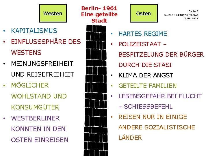 Westen Berlin- 1961 Eine geteilte Stadt Osten Seite 8 Goethe-Institut für Thema 16. 06.