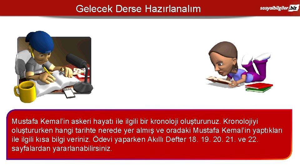 Gelecek Derse Hazırlanalım Mustafa Kemal’in askeri hayatı ile ilgili bir kronoloji oluşturunuz. Kronolojiyi oluştururken