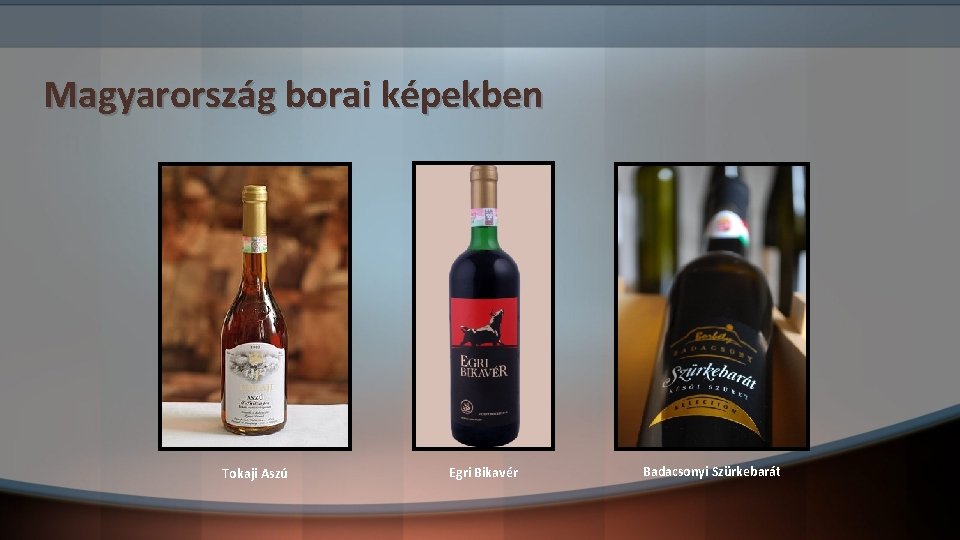 Magyarország borai képekben Tokaji Aszú Egri Bikavér Badacsonyi Szürkebarát 