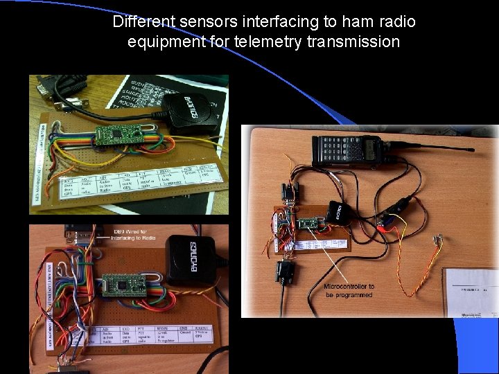 Different sensors interfacing to ham radio equipment for telemetry transmission 
