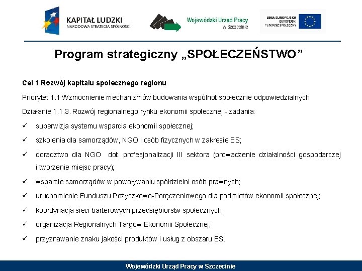 Program strategiczny „SPOŁECZEŃSTWO” Cel 1 Rozwój kapitału społecznego regionu Priorytet 1. 1 Wzmocnienie mechanizmów