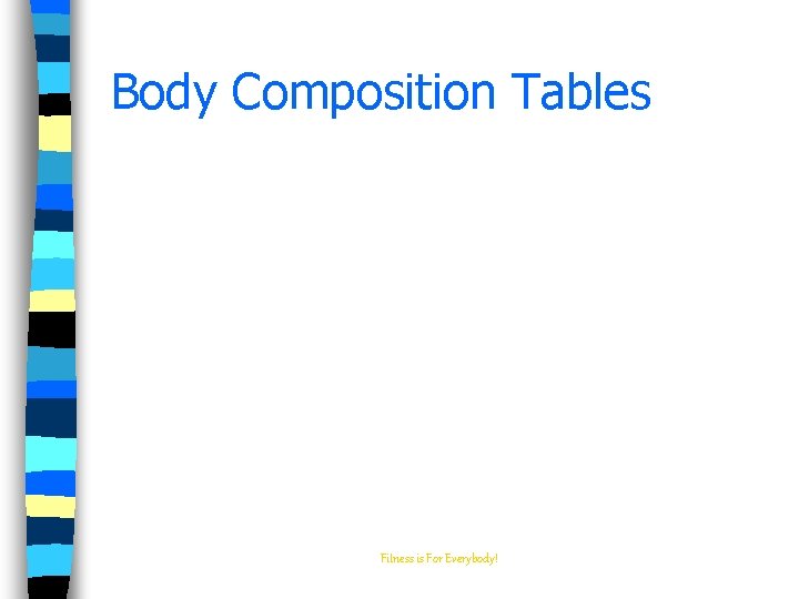 Body Composition Tables Fitness is For Everybody! 