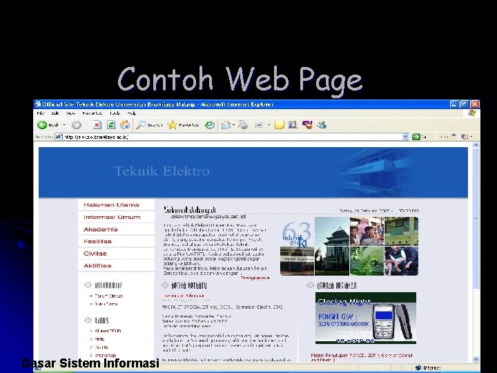 Contoh Web Page Dasar Sistem Informasi 