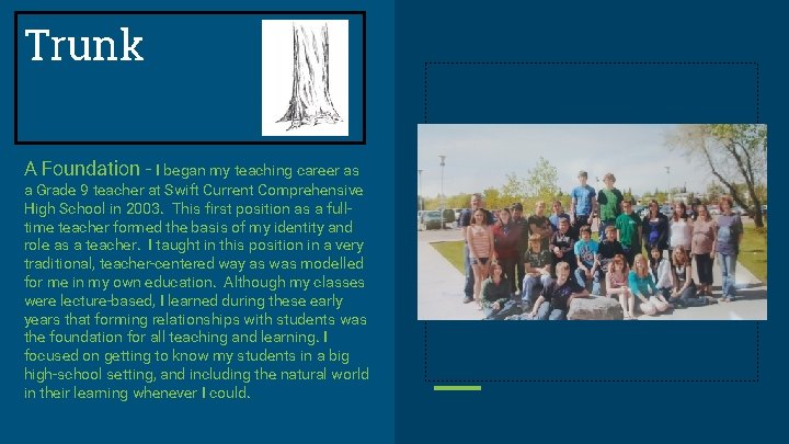 Trunk A Foundation - I began my teaching career as a Grade 9 teacher