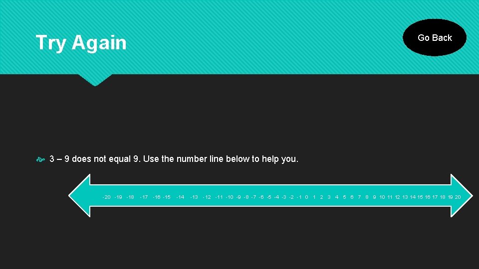 Try Again Go Back 3 – 9 does not equal 9. Use the number