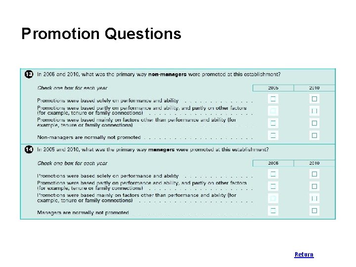 Promotion Questions Return 