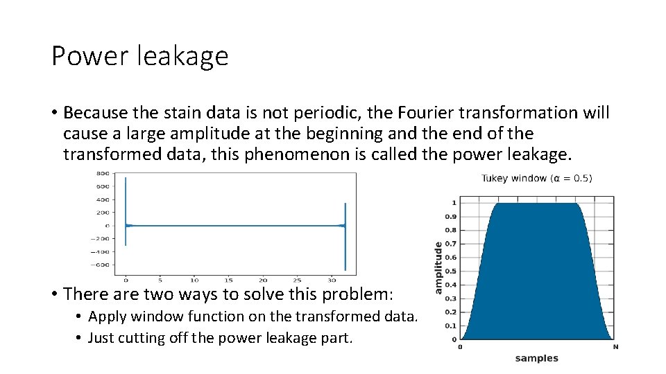 Power leakage • Because the stain data is not periodic, the Fourier transformation will
