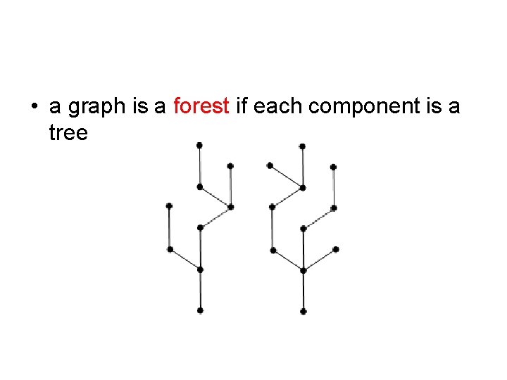  • a graph is a forest if each component is a tree 