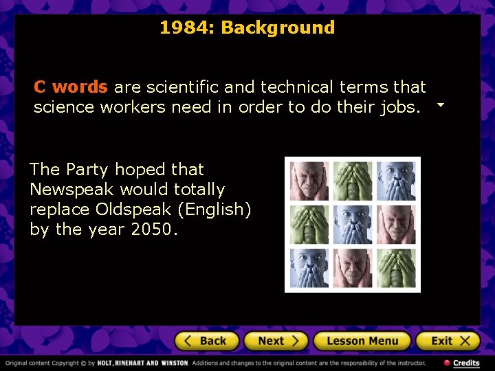 1984: Background C words are scientific and technical terms that science workers need in