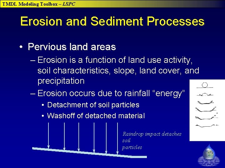 TMDL Modeling Toolbox – LSPC Erosion and Sediment Processes • Pervious land areas – TMDL Modeling Toolbox – LSPC Erosion and Sediment Processes • Pervious land areas –