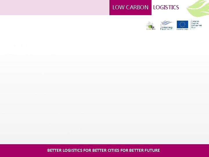 LOW CARBON LOGISTICS BETTER LOGISTICS FOR BETTER CITIES FOR BETTER FUTURE 