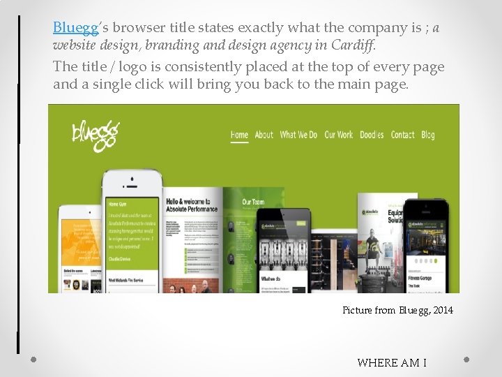 Bluegg’s browser title states exactly what the company is ; a website design, branding