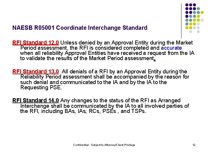 NAESB R 05001 Coordinate Interchange Standard RFI Standard 12. 0 Unless denied by an