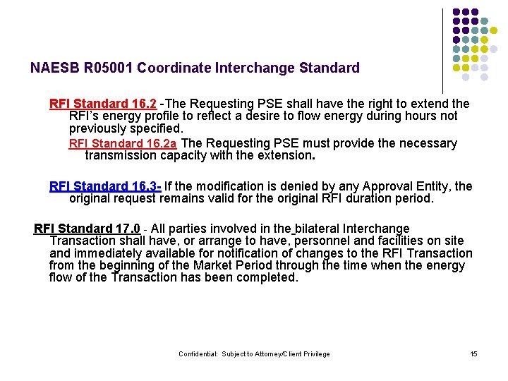NAESB R 05001 Coordinate Interchange Standard RFI Standard 16. 2 -The Requesting PSE shall