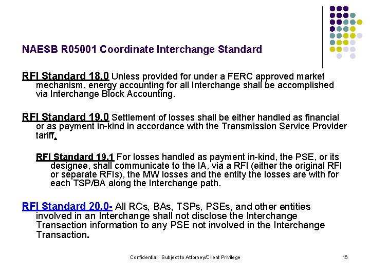 NAESB R 05001 Coordinate Interchange Standard RFI Standard 18. 0 Unless provided for under