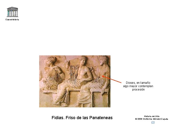 Claseshistoria Dioses, en tamaño algo mayor contemplan procesión Fidias. Friso de las Panateneas Historia