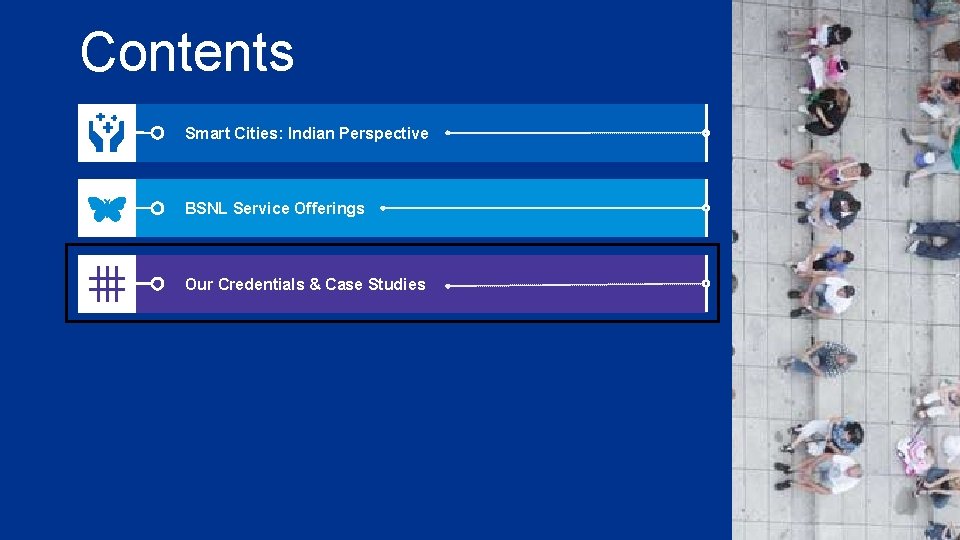 Contents Smart Cities: Indian Perspective BSNL Service Offerings Our Credentials & Case Studies 