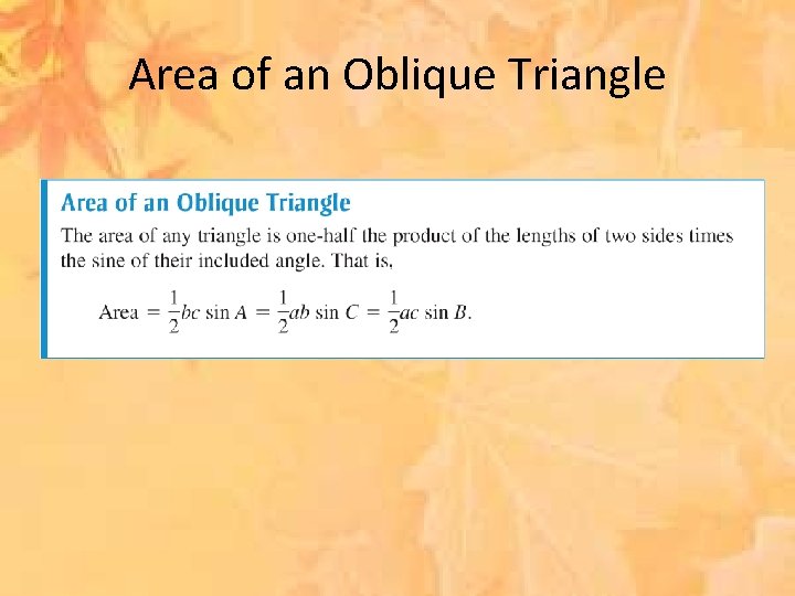 Area of an Oblique Triangle 