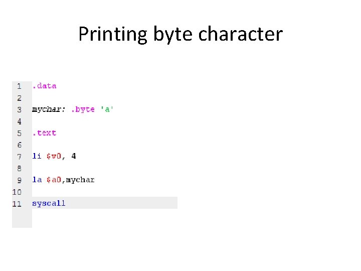 Printing byte character 