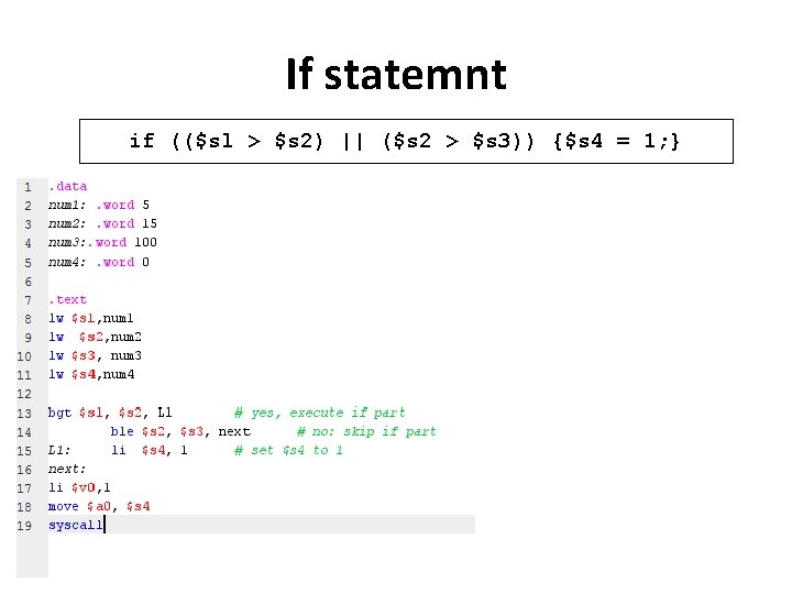 If statemnt if (($sl > $s 2) || ($s 2 > $s 3)) {$s
