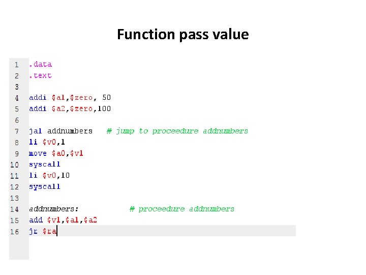 Function pass value 
