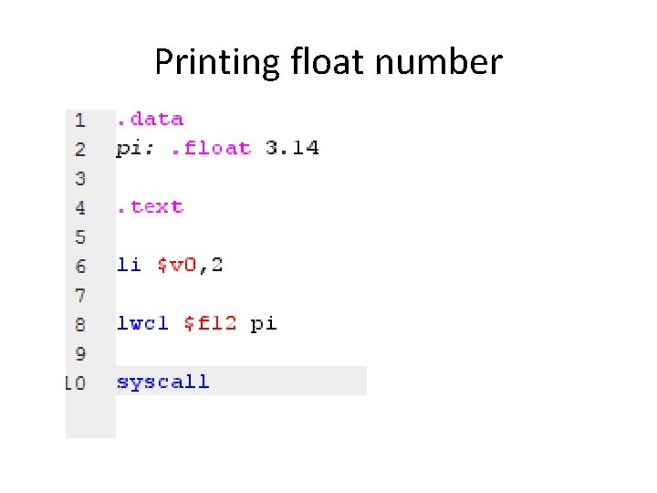 Printing float number 