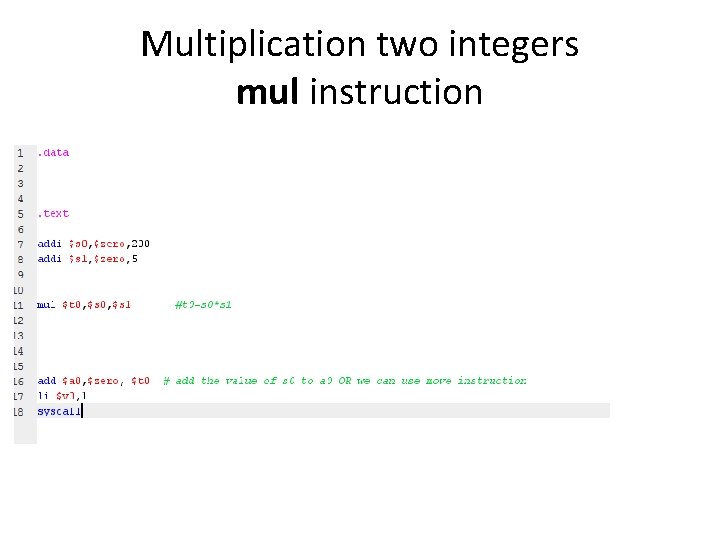 Multiplication two integers mul instruction 