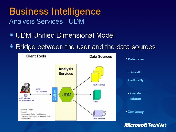 Business Intelligence Analysis Services - UDM Unified Dimensional Model Bridge between the user and Business Intelligence Analysis Services - UDM Unified Dimensional Model Bridge between the user and