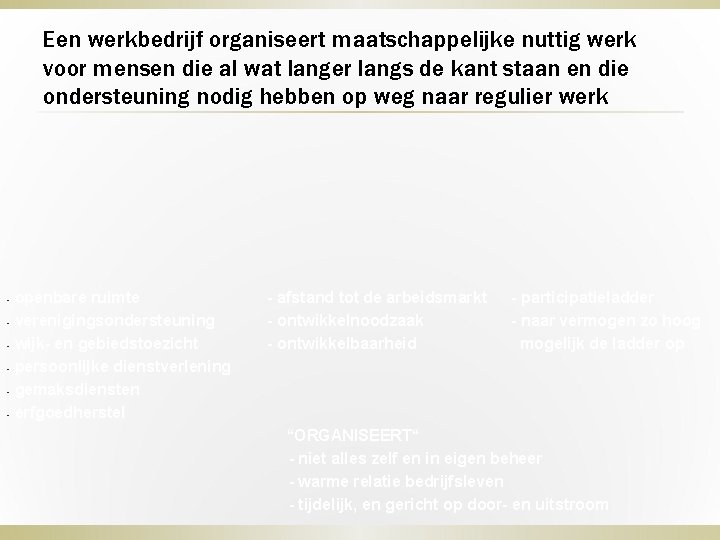 Een werkbedrijf organiseert maatschappelijke nuttig werk voor mensen die al wat langer langs de