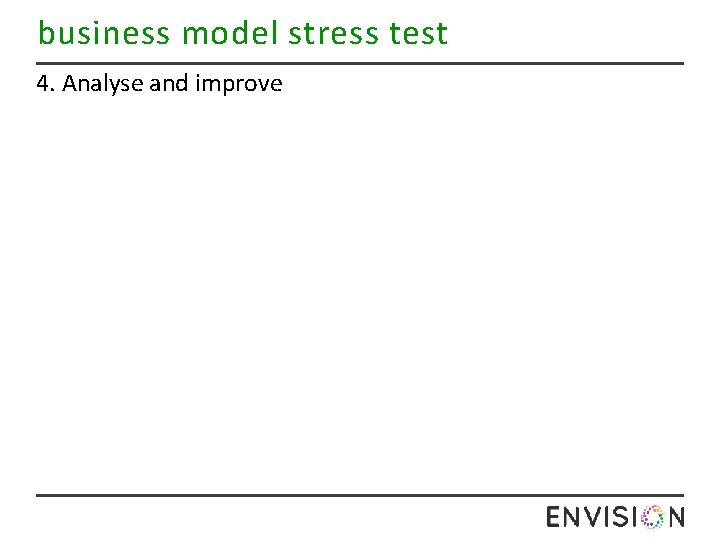business model stress test 4. Analyse and improve 