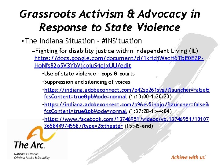 Grassroots Activism & Advocacy in Response to State Violence • The Indiana Situation -