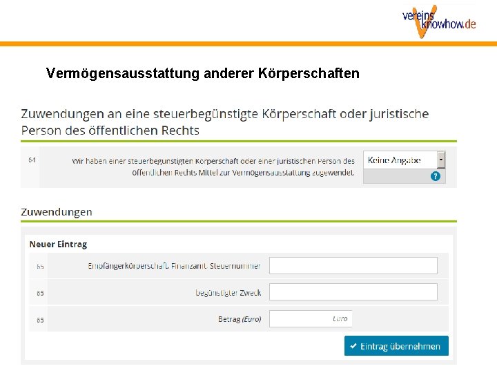 Vermögensausstattung anderer Körperschaften Seite 52 