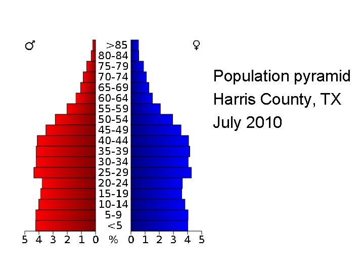 Population pyramid Harris County, TX July 2010 