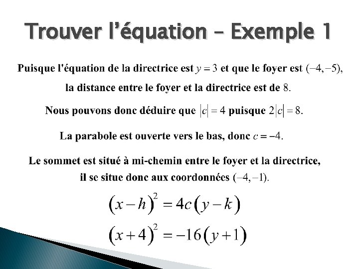 Trouver l’équation – Exemple 1 
