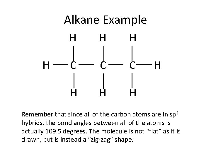 Alkane Example H H C C C H H Remember that since all of Alkane Example H H C C C H H Remember that since all of