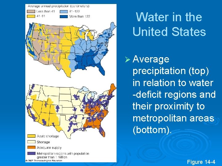 Water in the United States Ø Average precipitation (top) in relation to water -deficit