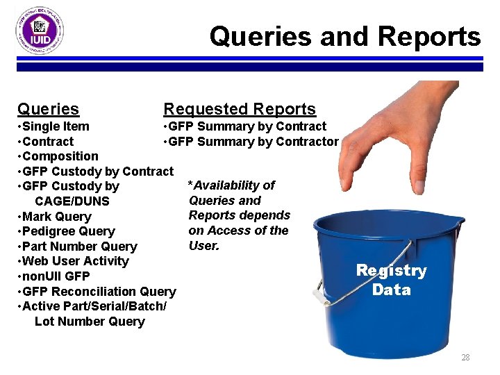 Queries and Reports Queries Requested Reports • Single Item • GFP Summary by Contractor