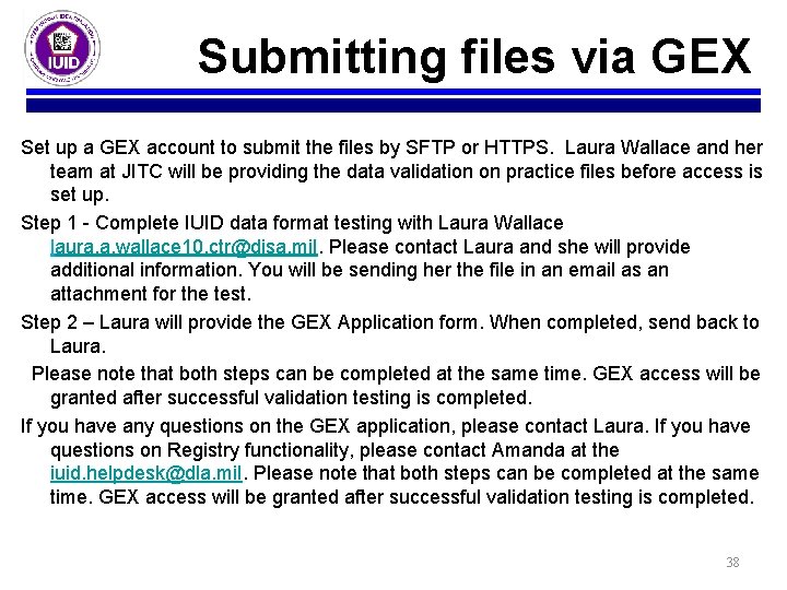 Submitting files via GEX Set up a GEX account to submit the files by