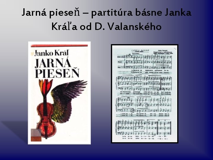 Jarná pieseň – partitúra básne Janka Kráľa od D. Valanského 