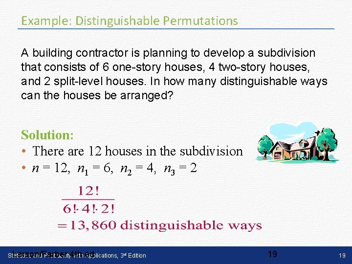 Example: Distinguishable Permutations A building contractor is planning to develop a subdivision that consists Example: Distinguishable Permutations A building contractor is planning to develop a subdivision that consists