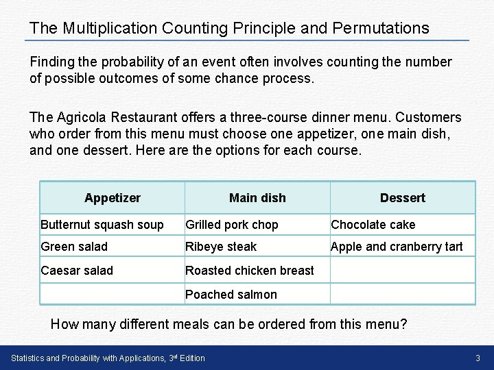 The Multiplication Counting Principle and Permutations Finding the probability of an event often involves The Multiplication Counting Principle and Permutations Finding the probability of an event often involves