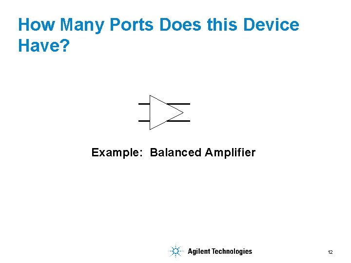 How Many Ports Does this Device Have? Example: Balanced Amplifier 12 