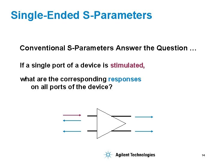 Single-Ended S-Parameters Conventional S-Parameters Answer the Question … If a single port of a